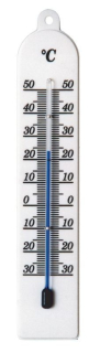 Teploměr univerzální 20,0x4,5cm., -30°C+50°C, PLASTIC bílý