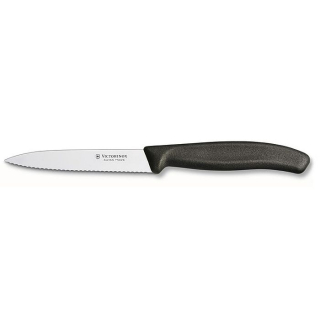 Nůž 10cm kuch., vlnk.čepel, špička, ČERNÝ VICTORINOX