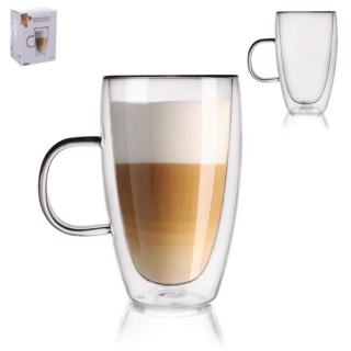 Hrnek 430ml dvoustěnný, d8, v.14cm, sklo
