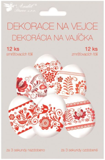 Sada dekorovaných vajec červená, smrštovací fólie (12ks)