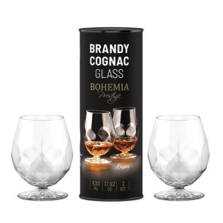 Sklen. 530ml, 2ks, BOHEMIA PR., Brandy, stopka, DB