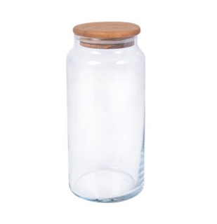 Dóza 1,40l, d10x21,5cm, sklo/bambus víko