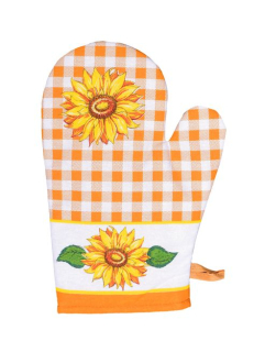 Chňapka 28x18cm, SLUNEČNICE oranž.., BA, magn., poutko, podš.