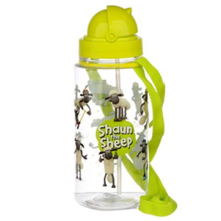 Láhev 0,45l Ovečka SHAUN, brčko, víčko, dětská, d7x23cm závěs, plast