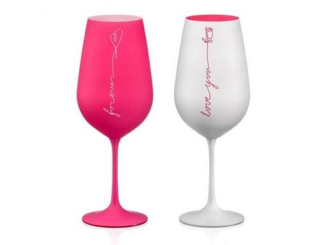 Sklen. 550ml, 2ks, LOVE, růžový Crystalex, 40729/550/K0821, DB