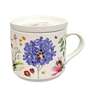 Hrnek 450ml MEADOWS+víčko, d8x8,5cm, porcelán *po 9.10.