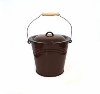 Vědro d28cm 10l smalt s poklicí, hnědé bez dekoru