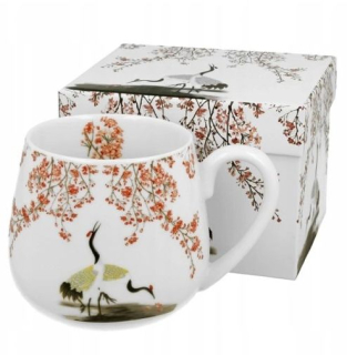 Hrnek 430ml baňatý SAKURA+JEŘÁBI, porcelán, DB