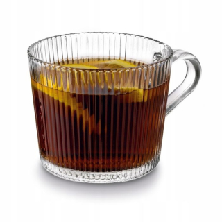 Hrnek 400ml SUE, pásky, sklo (min.obj.6ks)