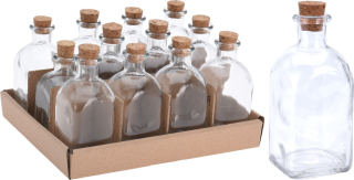 Láhev hranatá 0,1L +korková zátka, ocet/olej, sklo
