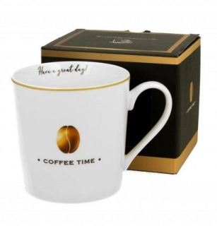 Hrnek 380ml COFFEE TIME, bílý porcelán, DB