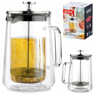 Konvice 1,00l ACER 2stěnná, COFFEE MAKER, sklo+plast