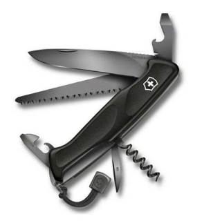 Nůž 12-funkcí 130mm RangerGrip 55 Onyx Black, kapesní Victorinox