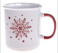 Hrnek 710ml BÍLÝ, ČERVENÁ VLOČKA, keramika