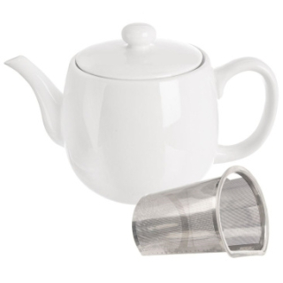 Konvice 1,0l s víčkem, sítko, bílý porcelán