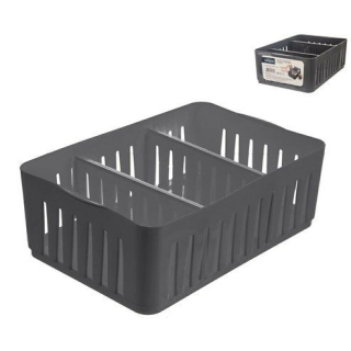 Košík 24,5x16x8,3cm FLEXI šedá, organizér, plast
