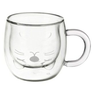 Hrnek 300ml-1ks-2stěnný KOČKA, sklo