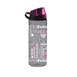 Láhev 0,75l FASHION, šedorůž., nápitka+kryt, sport, plast