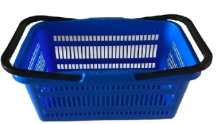 Košík nákup.44x28x20cm, modrý, 2ucha, plast
