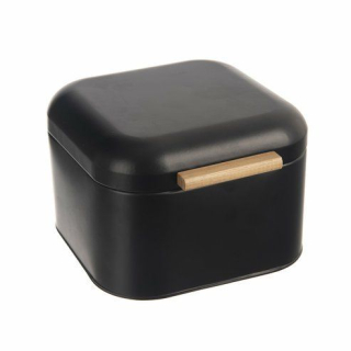 Chlebovka 21,5x20x14cm BLACK, plech/bambus