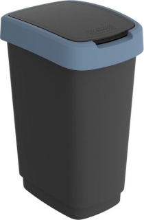 Koš odp.25l TWIST, černý/tm.modrý,výklop., plast