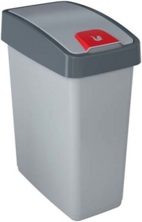Koš odp.25l MAGNE, stříbrný/stř.klapka výklop., plast