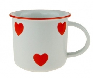 Hrnek 250ml TINA - ČERV.SRDÍČKA, český porcelán