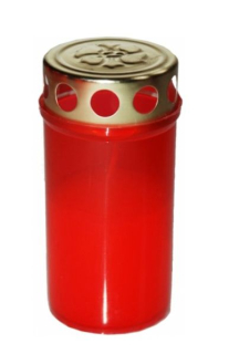 Svíčka  1ks LA BV 80g, červená+kov.víčko, hřbit.
