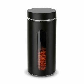 Dóza sklo d10x22cm ČERNÁ+průhled, 1400ml