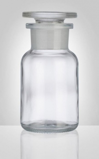Dóza-prachovnice  100ml-kul.čirá, zabr.víko, sklo