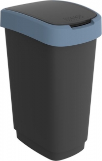 Koš odp.50l TWIST, černý/tm.modrý, výklop., plast