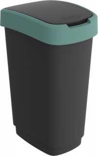 Koš odp.50l TWIST, černý/krém.zelený, výklop., plast