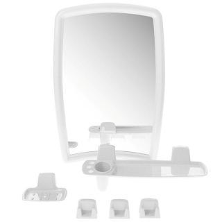 Zrcadlo BEROSSI 41 BÍLÝ set, polička, mýdl.,3xháček, plast