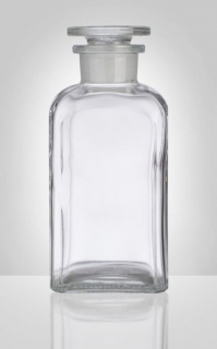 Dóza-prachovnice  250ml-čtv.čirá, zabr.víko, sklo
