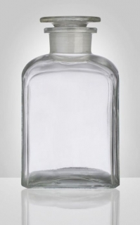 Dóza-prachovnice  500ml-čtv.čirá, zabr.víko, sklo