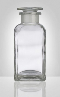 Dóza-prachovnice  350ml-čtv.čirá, zabr.víko, sklo
