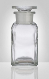 Dóza-prachovnice  100ml-čtv.čirá, zabr.víko, sklo