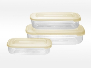 Box-sada 3ks, obdelník krém., plast