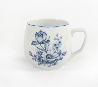 Hrnek 300ml BAŇÁK-KVĚT MODRÝ, čes.porcelán