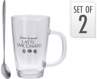 Sklenice 300ml, MACCHIATO se lžičkami (2ks)