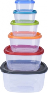 Box-sada 6ks, (0,2/0,4/0,7/1,2/2/3,3l), barevný, plast