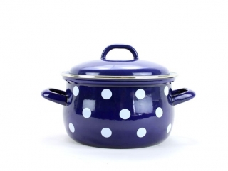 Hrnec+PO d20 modrý, BÍLÝ PUNTÍK 3,5l, smalt