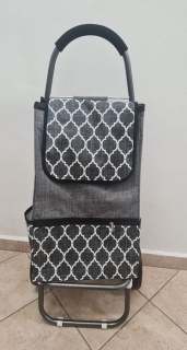 Taška s kol., ORNAMENT, (24kg) šedá, před.kapsa-zip, textil