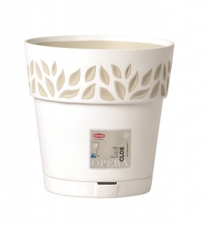Květ. d20xh19cm BÍLÁ/travertin CLOE+miska
