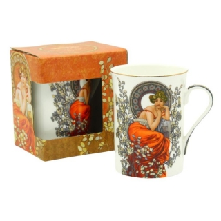 Hrnek 300ml, A.MUCHA, světlý, porcelán