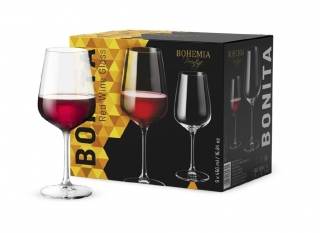 Sklen. 450ml, 6ks, BOHEMIA PR. BONITA, červ.víno