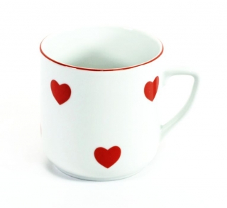 Hrnek 400ml PĚTKA-ČERV.SRDÍČKA, čes.porcelán
