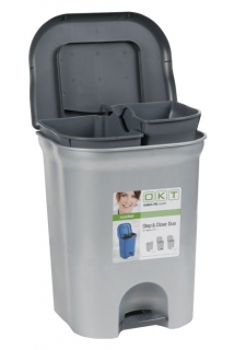Koš odp.2x11l Step-Close DUO,tříd. odp.stříbr.,37x29x46cm,pedál.,plast