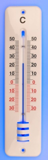 Teploměr 45x8cm venk., -30°C+50°C, Al nástěnný