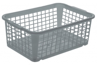 Košík 30x20x10cm, křišťál.šedý, plast